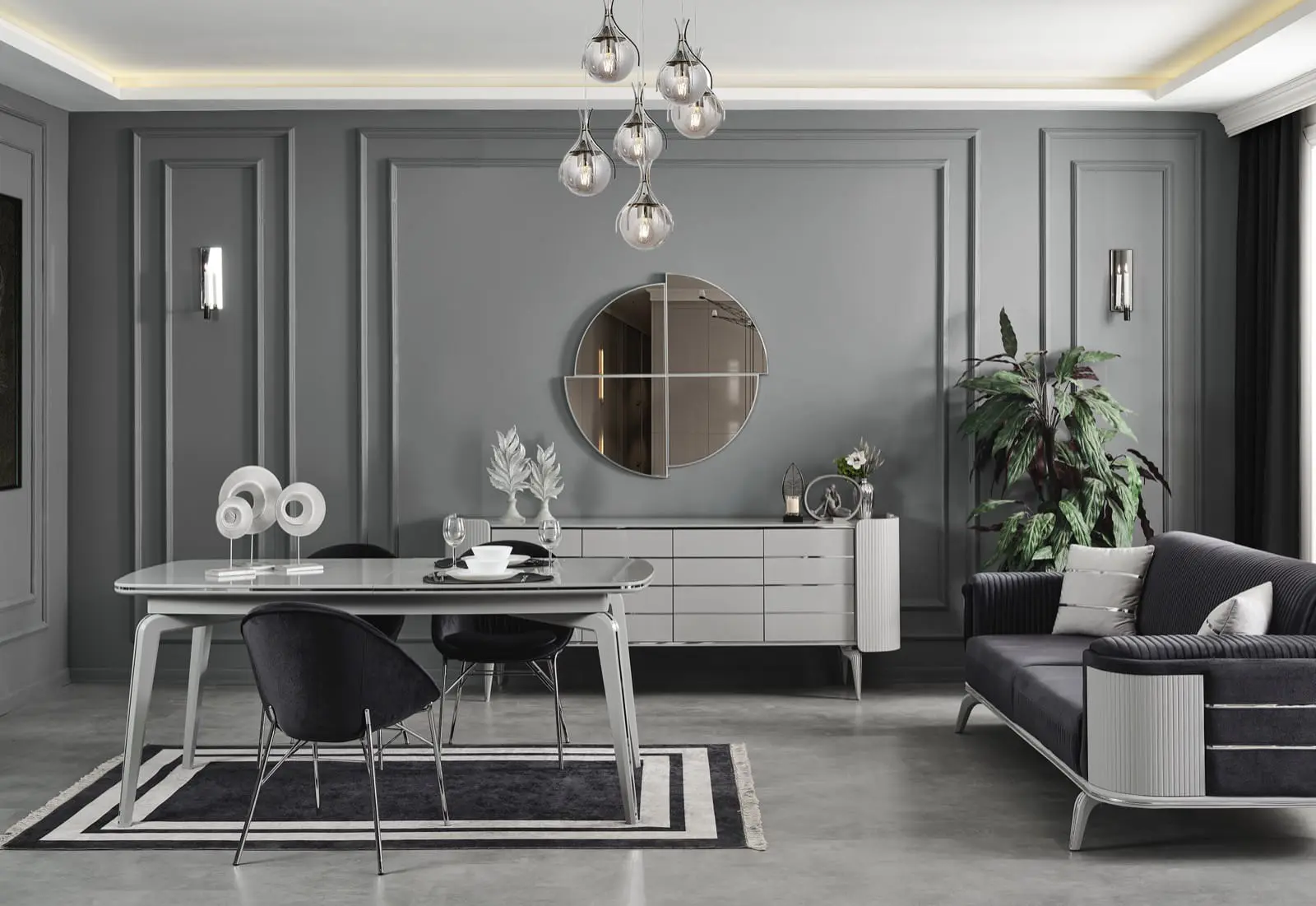 Karya Sis Gri Yemek Odası 3 Karya Yemek Odası