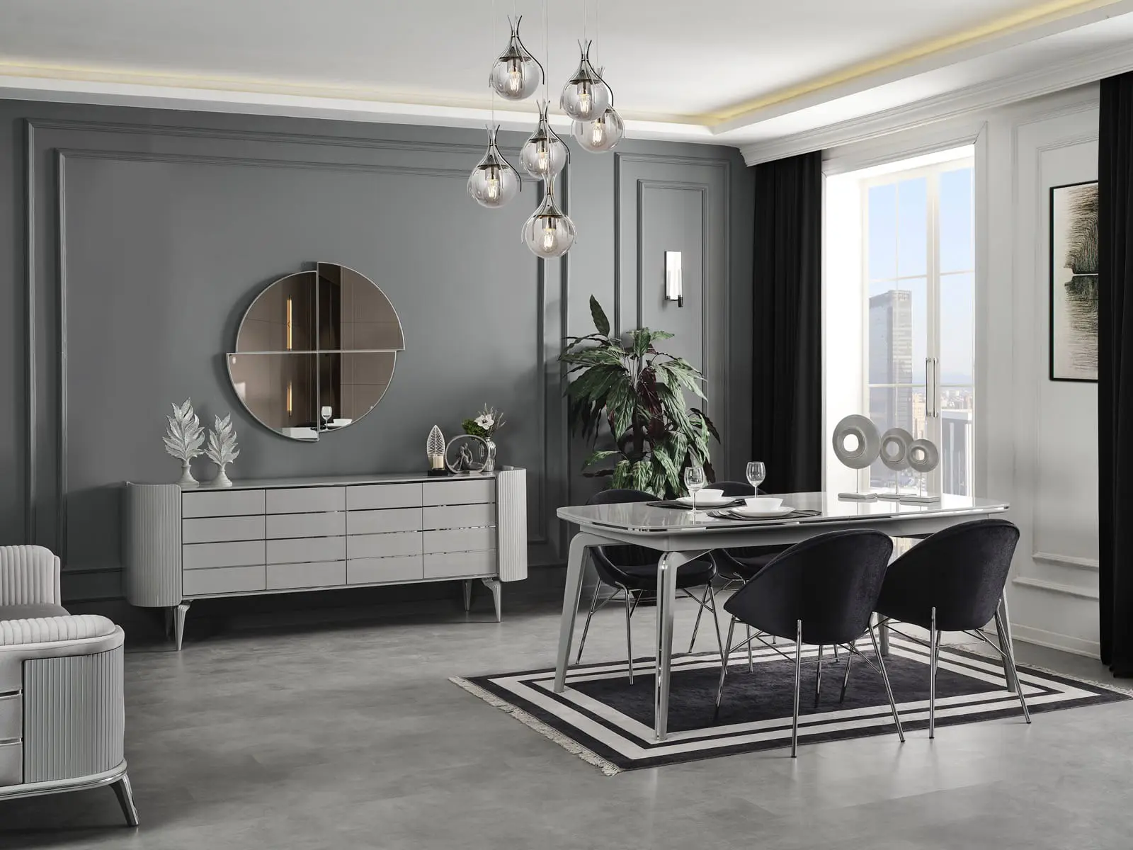 Karya Sis Gri Yemek Odası 1 Karya Yemek Odası